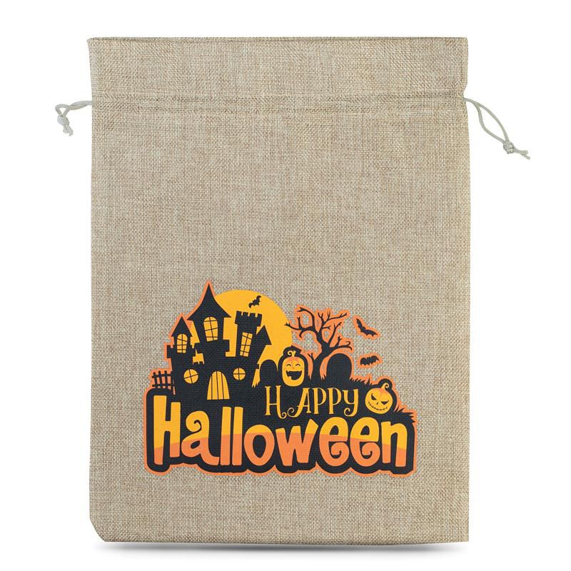 1 pc Halloween Burlap Bag (No.1) 30 x 40 cm - natural