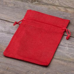Burlap bags 9 x 12 cm - red Christmas bag