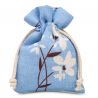 Pouches like linen with printing 10 x 13 cm - natural / blue flowers Blue bags