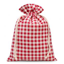 Bag like linen with printing 22 x 30 cm - natural / red trellis Red bags