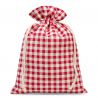 Bag like linen with printing 22 x 30 cm - natural / red trellis Red bags