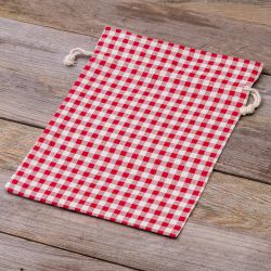 Bag like linen with printing 30 x 40 cm - natural / red trellis Linen bags