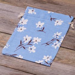 Bag like linen with printing 22 x 30 cm - natural / blue flowers Printed organza bags