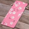 Pouch like linen with printing 16 x 37 cm - natural / pink flowers On the move