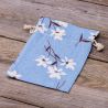 Pouch like linen with printing 15 x 20 cm - natural / blue flowers On the move