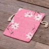 Pouches like linen with printing 12 x 15 cm - natural / pink flowers Small bags 12x15 cm