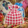 Pouches like linen with printing 10 x 13 cm - natural / red trellis Red bags