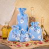 Pouch like linen with printing 16 x 37 cm - natural / blue flowers For children
