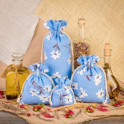 Pouches like linen with printing 10 x 13 cm - natural / blue flowers Pet products