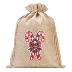Burlap bag 30 cm x 40 cm - Christmas, Lollipop Christmas bag