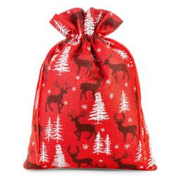 Jute bag 26 cm x 35 cm - red / reindeer Christmas bag
