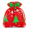 Burlap bags 10 x 13 cm - red / Christmas tree Christmas bag