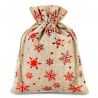 Burlap bag 18 cm x 24 cm - natural / stars Christmas bag