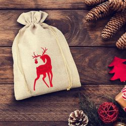 Burlap bag 26 cm x 35 cm - Christmas - Deer Occasional bags