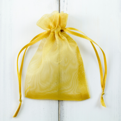 Organza bags 10 x 13 cm - yellow Valentine's Day