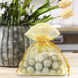 Organza bags 13 x 18 cm - yellow Easter