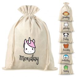 Bags like linens 30 x 40 cm with printing - 7 days of the week For children