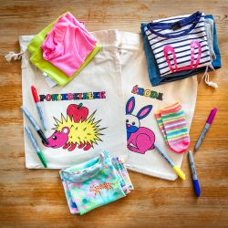Linen bags 30 x 40 cm with printing - colouring bags with felt-tip pens Lifehacks – clever ideas