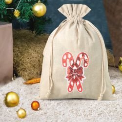 Bag like linen with printing 30 x 40 cm - natural / Christmas Lollipop Occasional bags