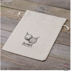 Bag like linen with printing 30 x 40 cm - for onion (DE) Bags with quick and easy closure
