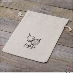 Bag like linen with printing 30 x 40 cm - for onion (PL) Bags with quick and easy closure