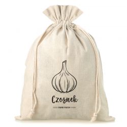 Bag like linen with printing 30 x 40 cm - for garlic (PL) Large bags 22x30 cm