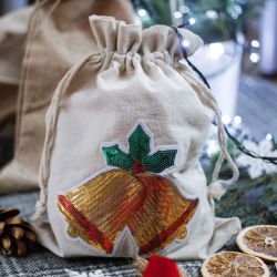 Bag like linen with printing 26 x 35 cm - natural / Christmas Bells All products