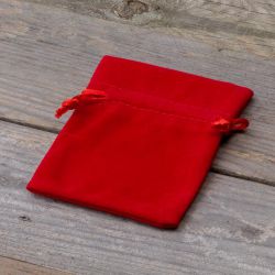 Velvet pouches 9 x 12 cm - red Thanks to guests