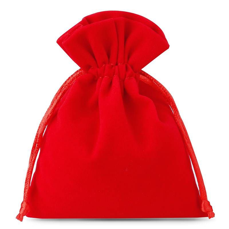 10 pcs Velvet pouches 13 x 18 cm - red