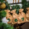 Advent calendar jute bags sized 13 x 18 cm - light brown colour + green numbers Occasional bags