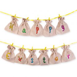 Easter pouches, burlap bag 12 x 15 cm - light natural Occasional bags