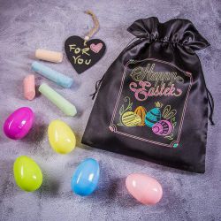 Satin bag, sized 26 x 35 cm- Easter egg chalk effect Valentine's Day