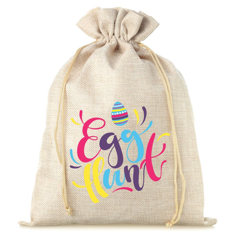 1 pc 30 x 40 cm jute bag with a print featuring eggs