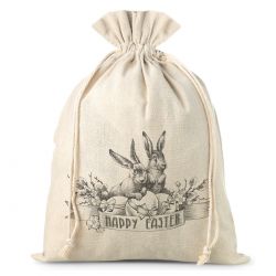 Bag like linen 26 x 35 cm with a vintage - style print featuring Easter bunnies Valentine's Day