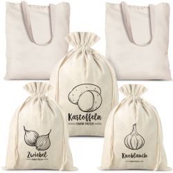 Grocery like linen bags (3 pcs) and cotton shopping bags (2 pcs) (DE) Cotton bags