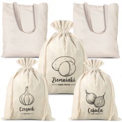 Grocery like linen bags (3 pcs) and cotton shopping bags (2 pcs) (PL) Cotton bags