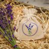 Pouches like linen with printing 10 x 13 cm - natural / lavender Table decoration