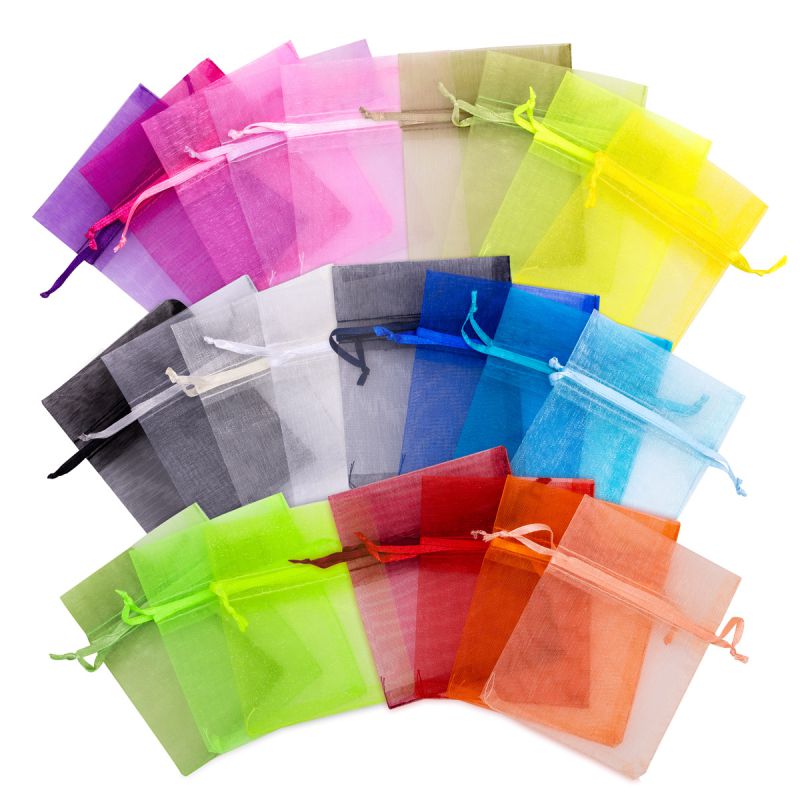 Organza bags 3,5 x 19 cm - colour mix Small bags 3,5x19cm