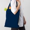Cotton grocery tote bag 38 x 42 cm with long handles - navy blue Shopping bags with handles