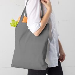 Cotton grocery tote bag 38 x 42 cm with long handles - grey Cotton bags