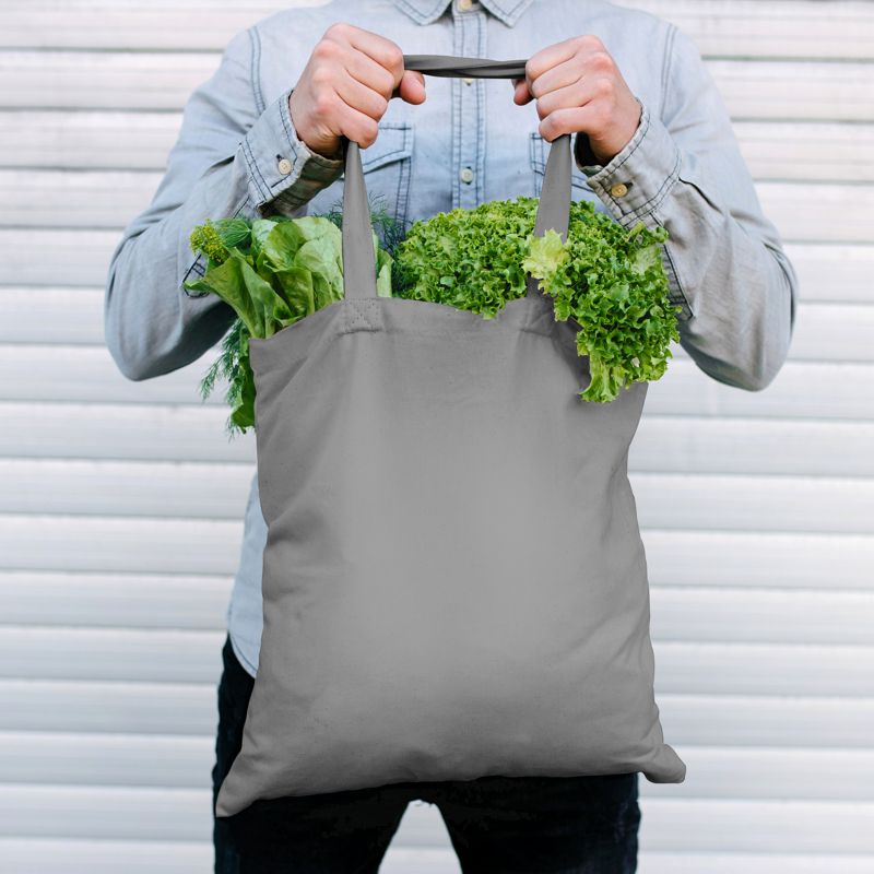 1 pc Cotton tote bag 38 x 42 cm with long handles - grey (14,96 x 16,54 ...