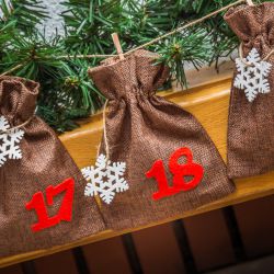 Advent calendar Christmass jute bags 13 x 18 cm - natural dark + white numbers Christmas