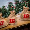 Advent calendar jute pouches sized 12 x 15 cm - light brown + red numbers All products