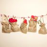 Advent calendar jute bags, sized 10 x 13 cm - bright natural + white numbers Small bags