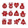 Self-adhesive numbers 1-24 - red MIX Christmas