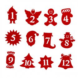 Self-adhesive numbers 1-24 - red MIX Marketing gadgets