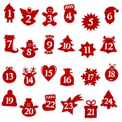 Self-adhesive numbers 1-24 - red MIX All products