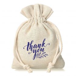 Pouches like linen with printing 9 x 12 cm - natural / thank you The wedding ceremony and reception
