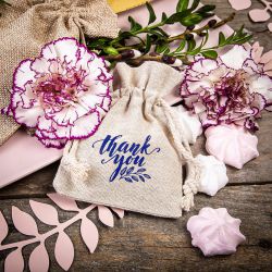 Pouches like linen with printing 9 x 12 cm - natural / thank you Baptism