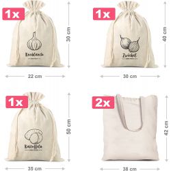 Grocery like linen bags (3 pcs) and cotton shopping bags (2 pcs) (DE) Garden and domestic plants